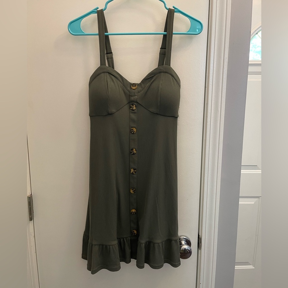 No Boundaries Dark Green Corset Dress With Buttons